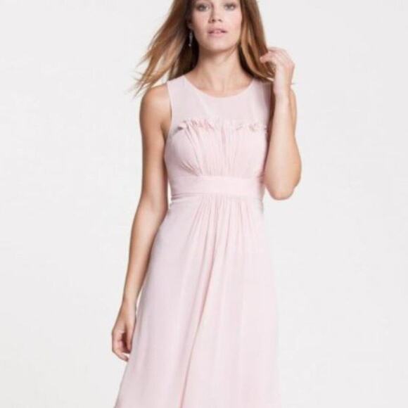 Watters NWT Navy Blue Sleeveless Short Crinkle Chiffon Bridesmaid Dress 8 - Picture 8 of 9